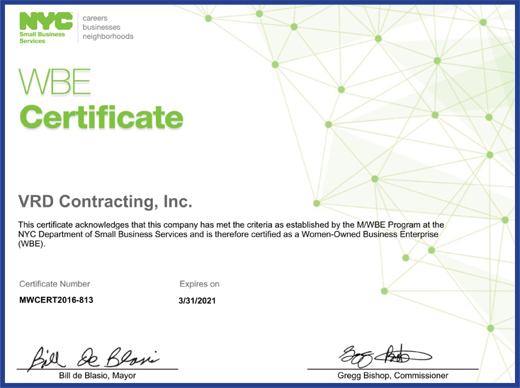 WBE MWBE Certified Long Island NY NYC Contracting Company
